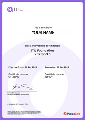 گواهینامه دوره itil v5 foundation بین المللی از people cert